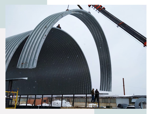 Полукруглые ангары в Костомукше